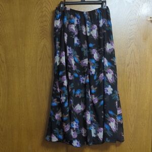 NY Collection Black and Purple A-Line Skirt